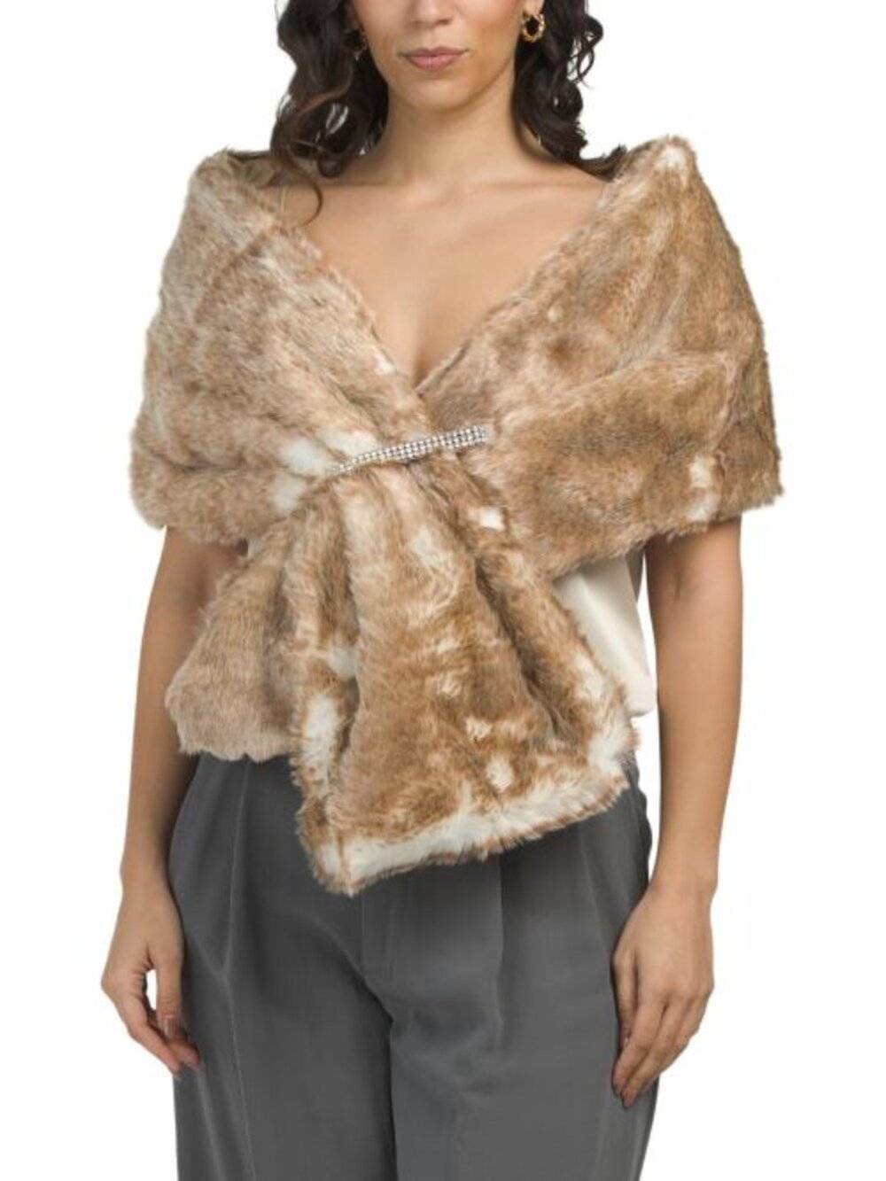 ADRIANNA PAPELL Faux Fur Embellished Wrap